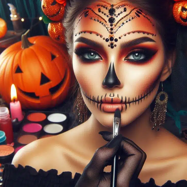 Halloween art makeup on face