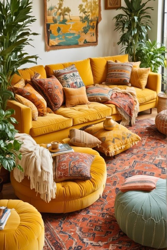 yellow living room design