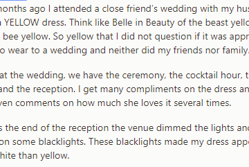 AITA for refusing to leave a wedding because I wore a dress that looks white under a black light?