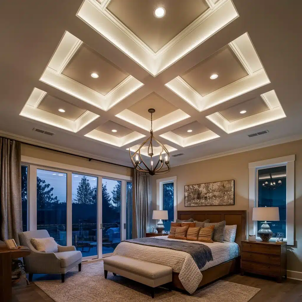 Coffered Ceiling with LED Lighting for bedroom