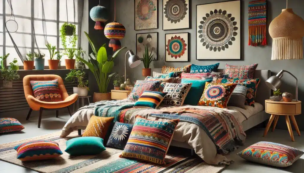 Colorful Throw Pillows for boho bedroom