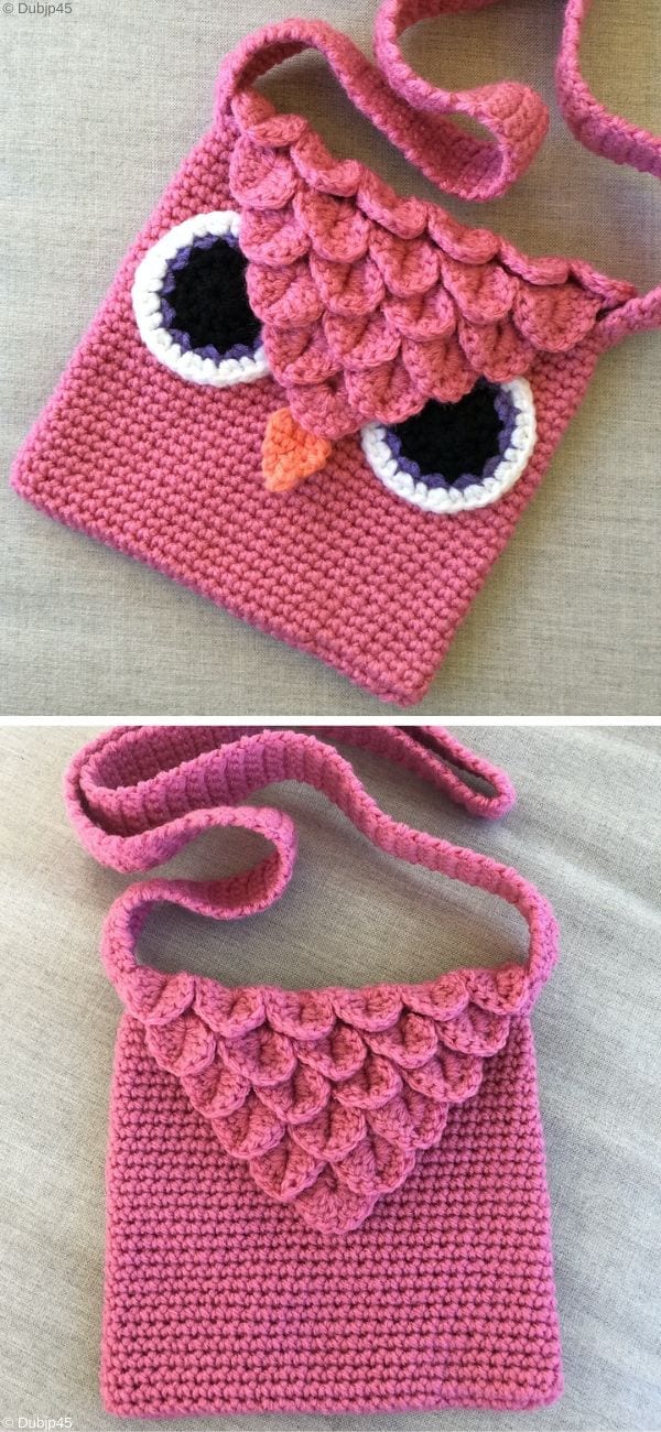 Crocodile Stitch Owl Bag Free Crochet Pattern