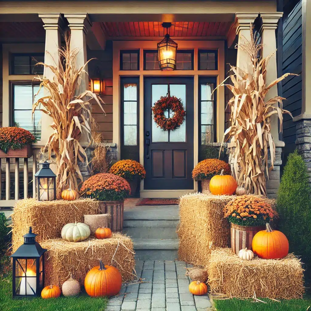 Hay Bales and Cornstalks