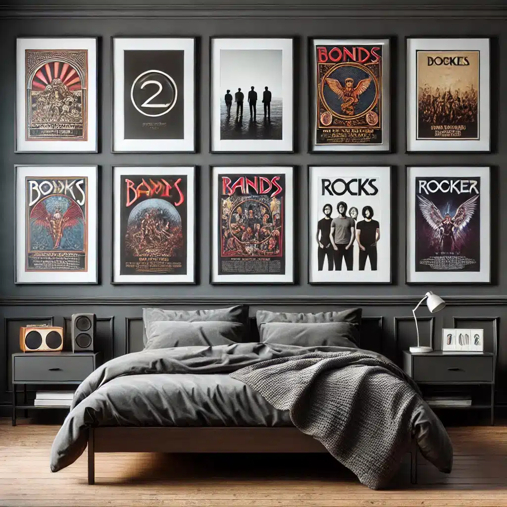 Framed Band Posters for men's bedroom