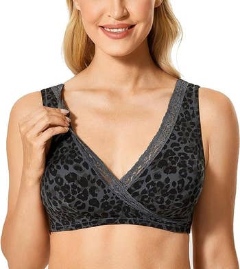 the leopard print lace trim bra