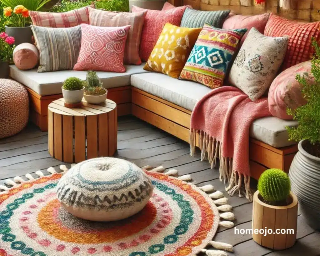 Use Outdoor Rugs and Pillows