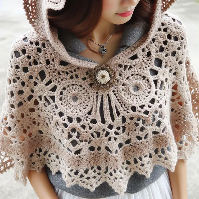 Pattern For Crochet Capelet shawl 26