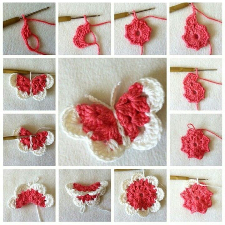 crochet butterfly ornaments with wooden heads 9