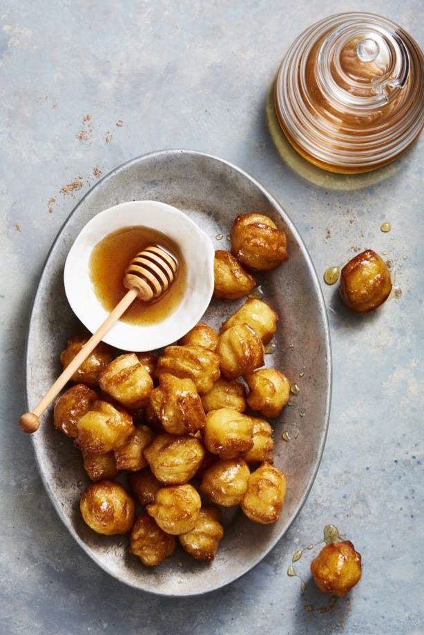 hanukah honey balls on a serving plate