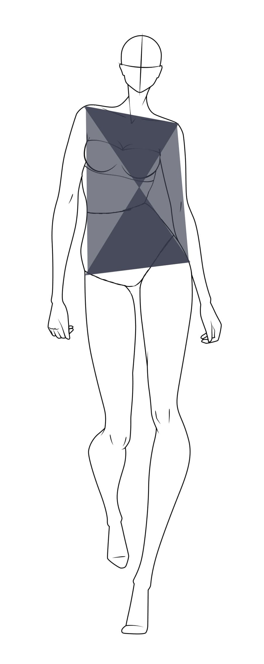 An image of an hourglass shaped woman who has some column body shape characteristics