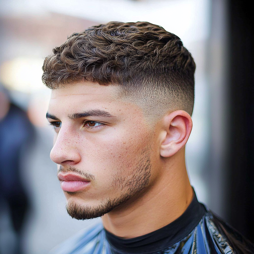 a guy with a skin fade and a textured curly top - modern haircuts for men 2025 