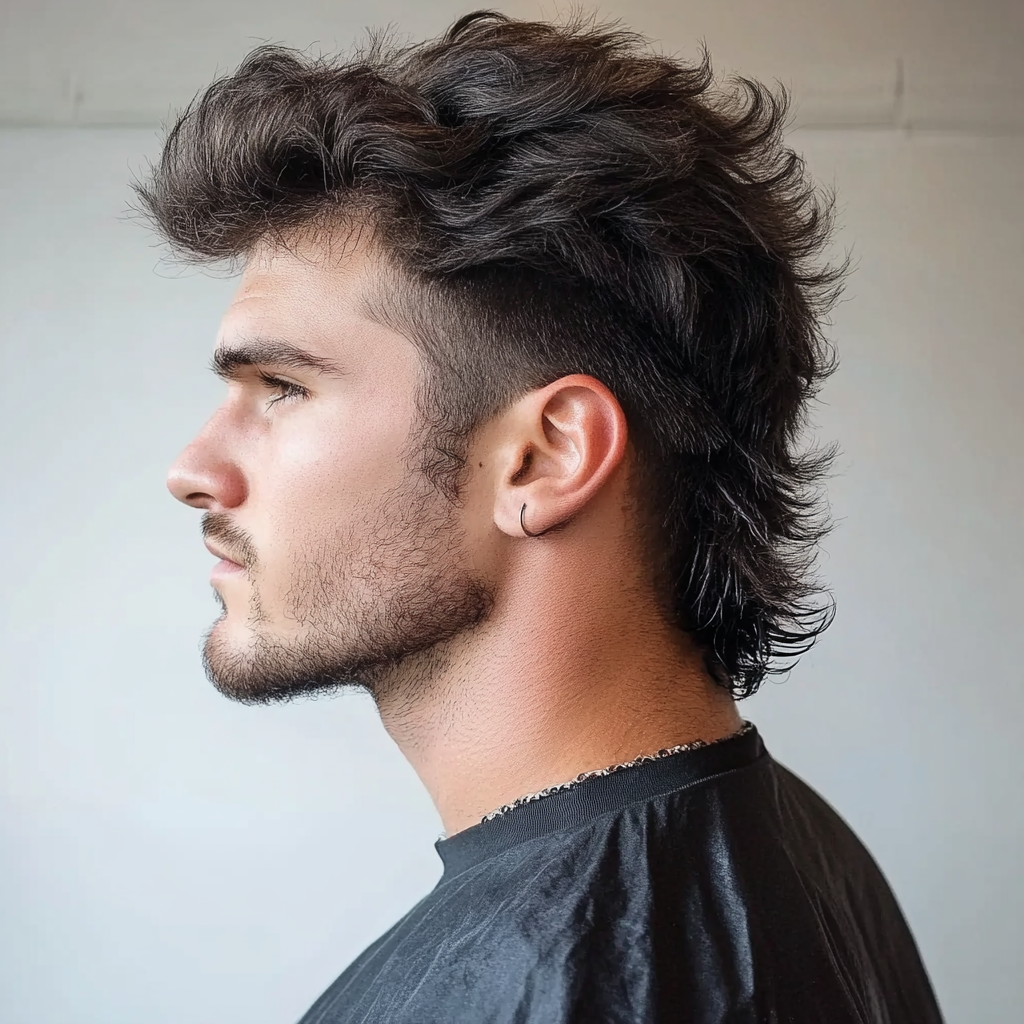 men with wolf-cut modern mullet