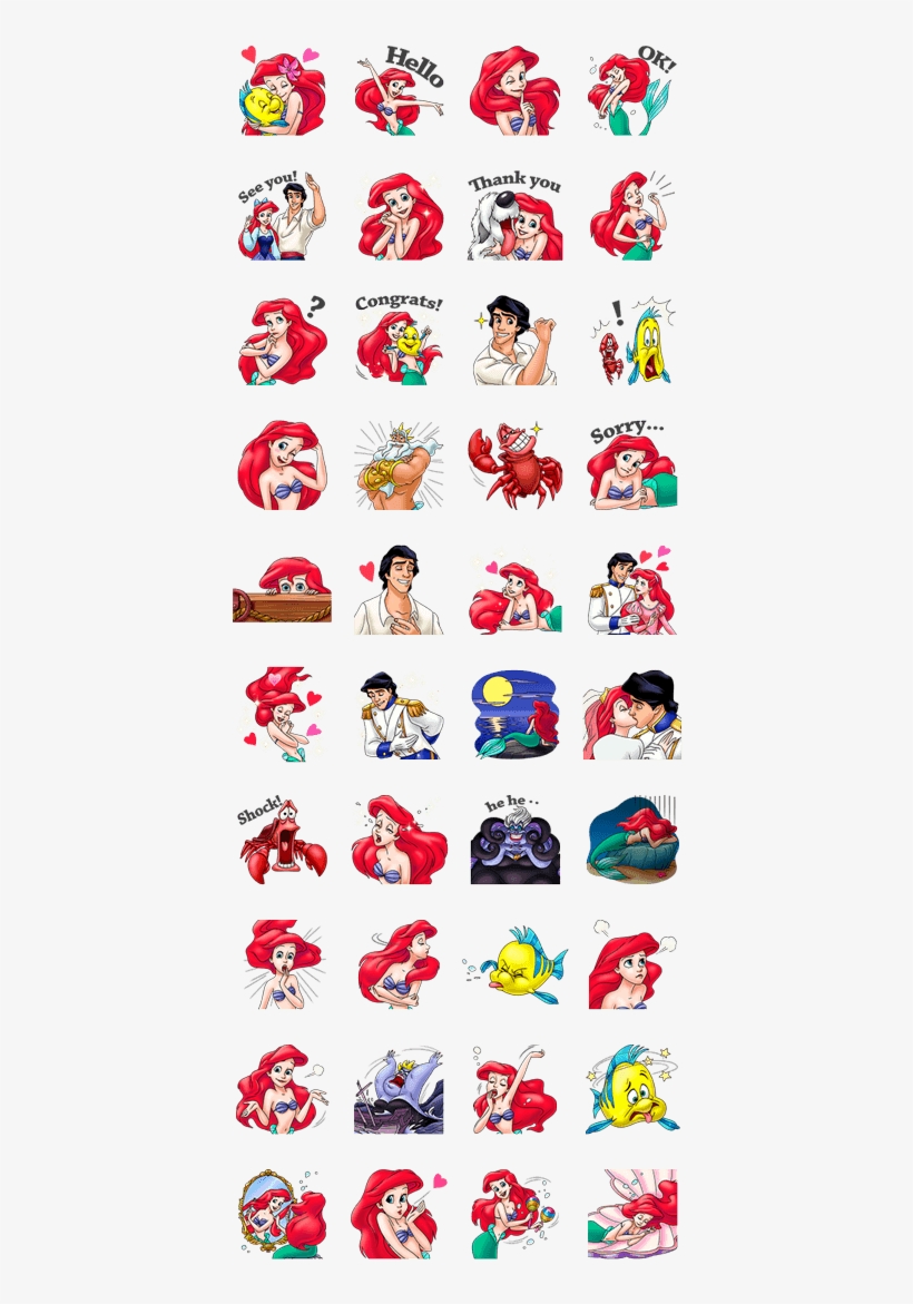 Previous - Little Mermaid Line Sticker, transparent png download