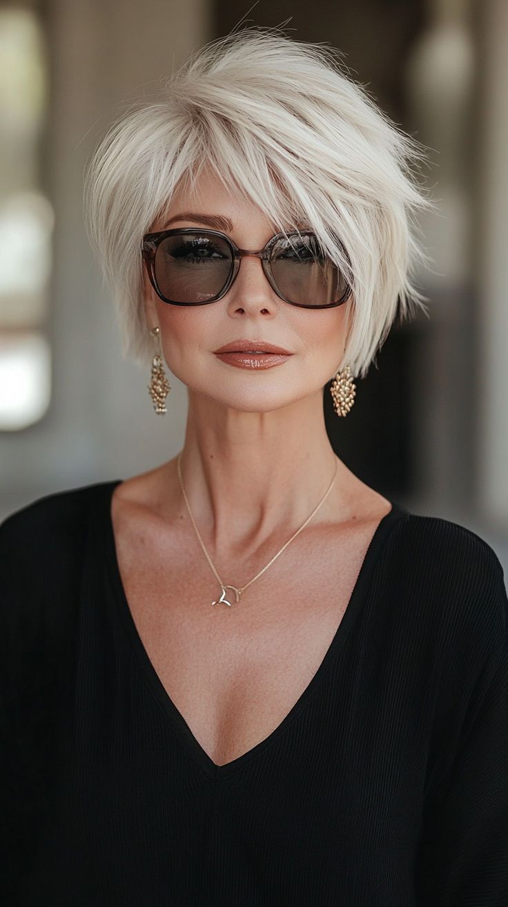 This contains: 👱 Exclusive Asymmetrical Pixie Short Hairstyles for Women Over 60 Glamour | Trending Now ✨💅