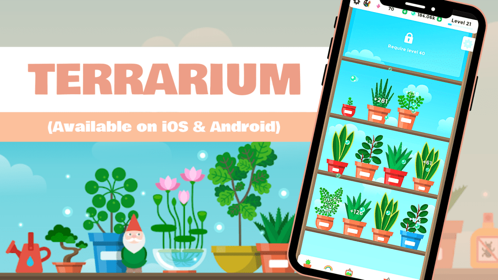 Terrarium: Garden Idle, cosy game for mobile, cozy games for mobile, cozy gamer, cozy gaming, cozy phone games, free cozy games, free cozy mobile games, free phone games, free cozy android games, Her Cozy Gaming, gaming blogger