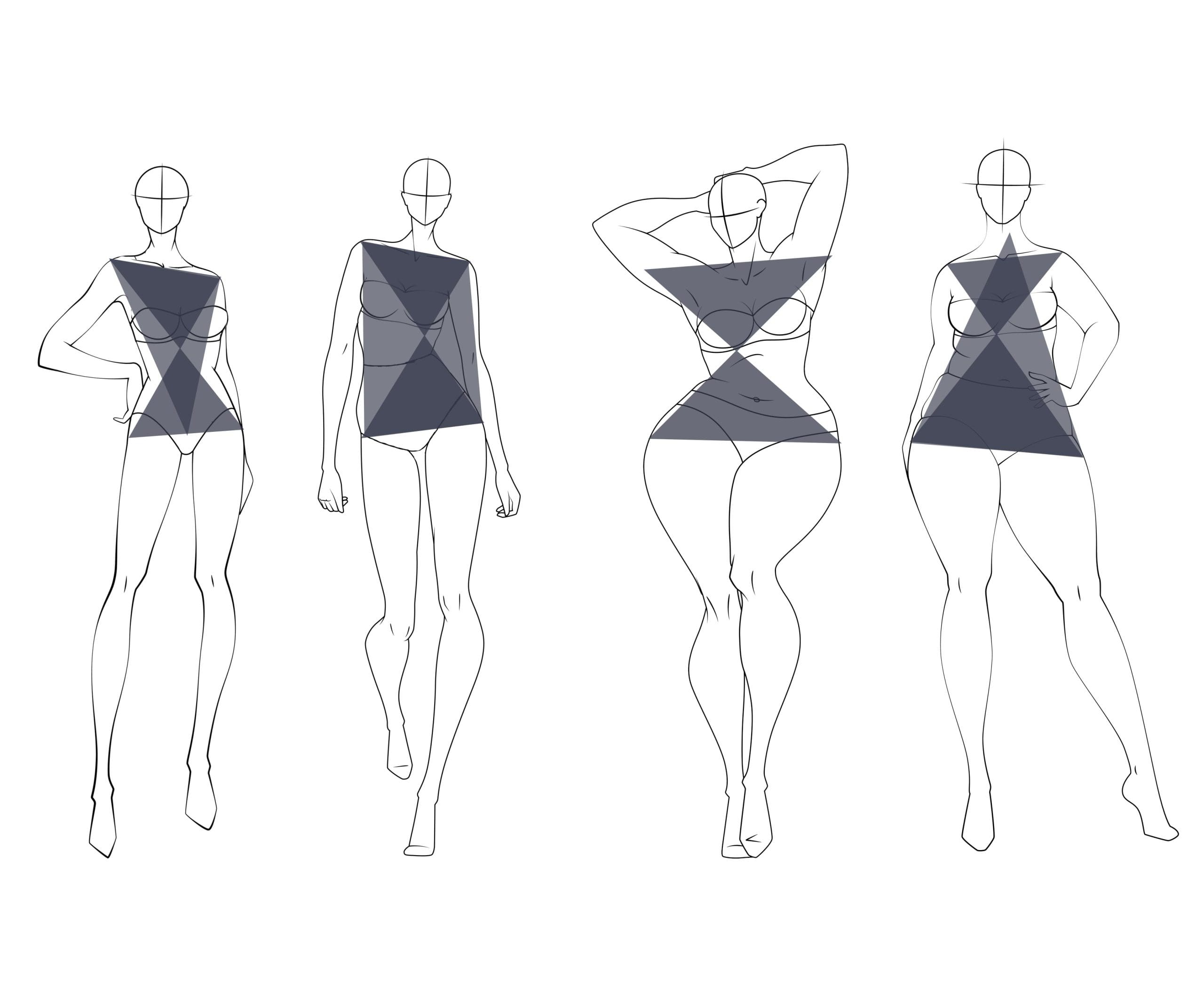 an infographic illustrating how the hourglass shape can overlap with the 3 other body shapes