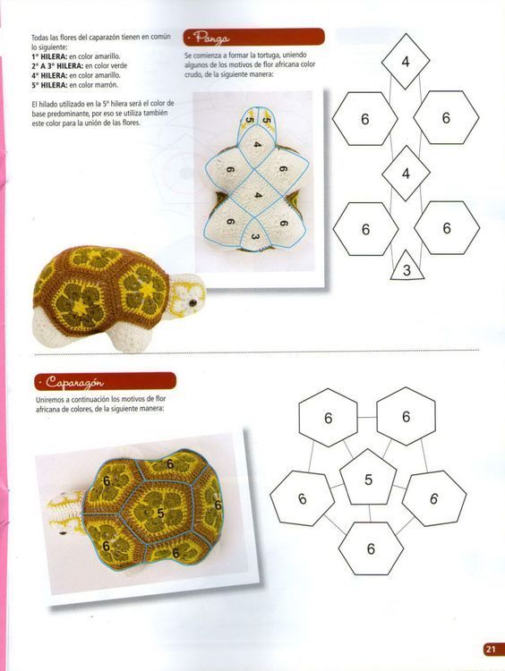 crochet african flower turtle pattern 9