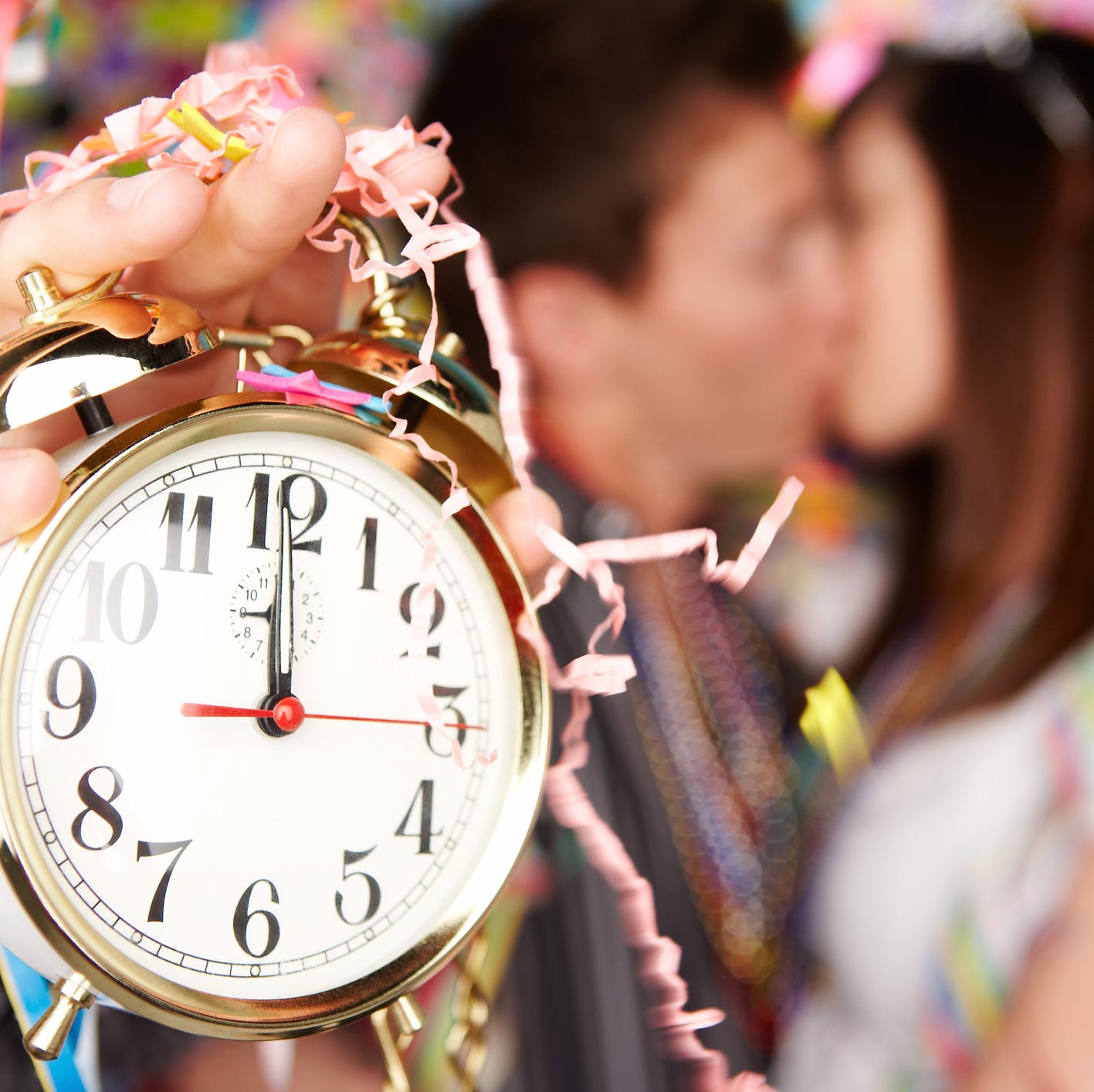 couple kissing on new years eve