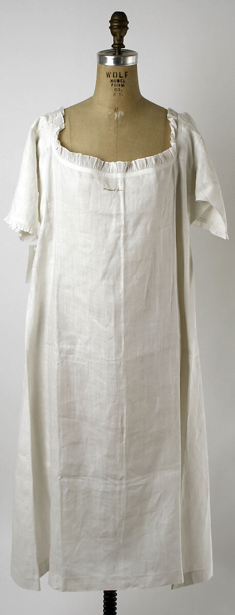 Chemise, linen, cotton, American