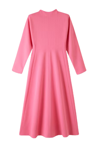 Pink long-sleeved dress with a full skirt