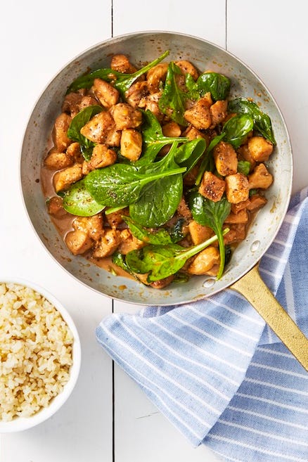 gingery chicken and spinach stirfry