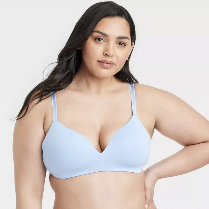 light blue wire free bra