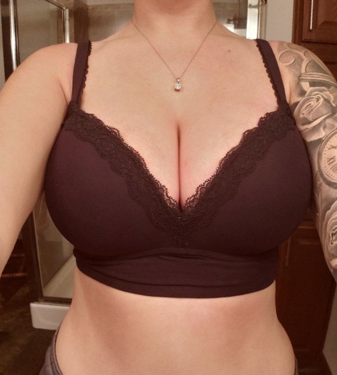 Reviewer wearing the black bralette