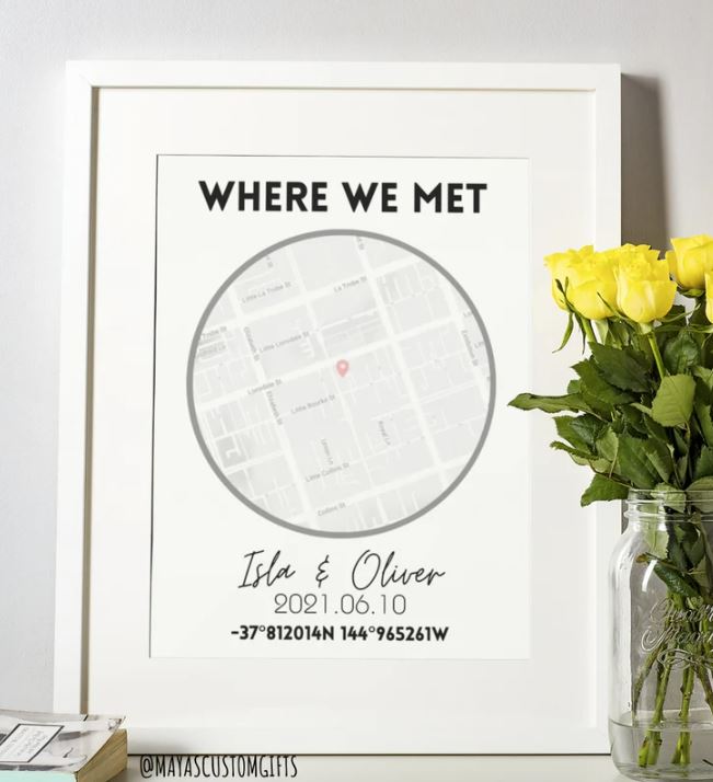 custom where we met map as DIY valentine gifts for him