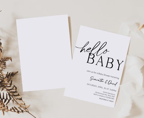 Editable Minimalist Baby Shower Invitation