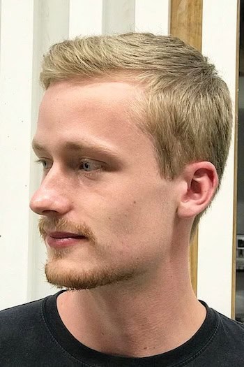Crew Cut Haircut on a man with blonde hair.