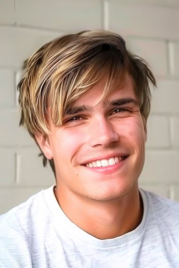 Textured Highlights Medium Length Cut for Men.