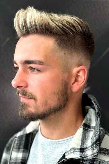 Blonde Pompadour with Fade Men's Haircut