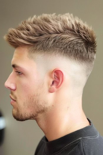 Choppy Crew Cut with Fade Haircut For Men.