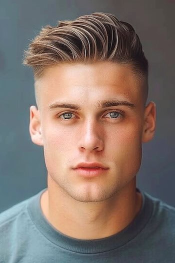 Slicked Back Crew Cut Haircut For Men.