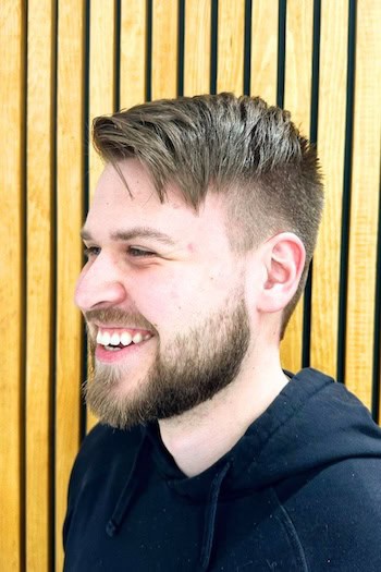 Textured Fringe with Taper Fade Men's Haircut