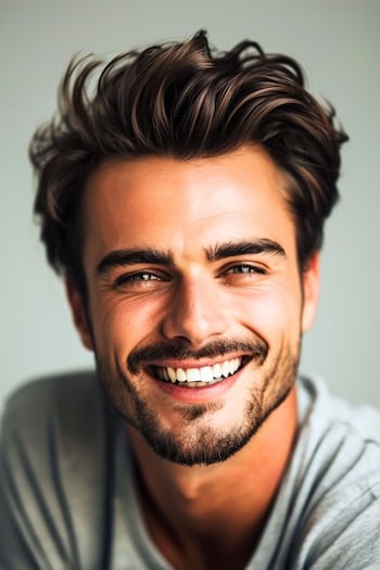 Tousled Textured Medium-Length Hair Cut For Men.