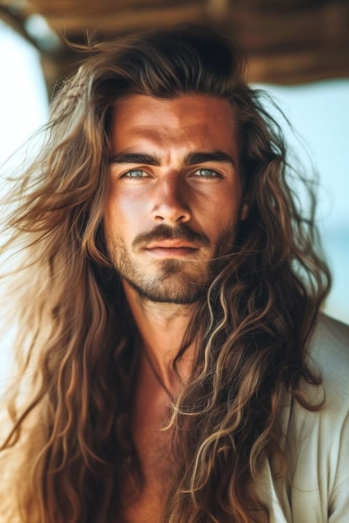Fabio style long mens hair.