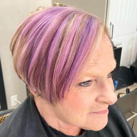 Straight Pixie with Purple and Lavender Highlights Haircut
