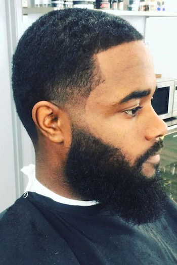 Low Taper Fade with Line Up and Beard Men's Haircut