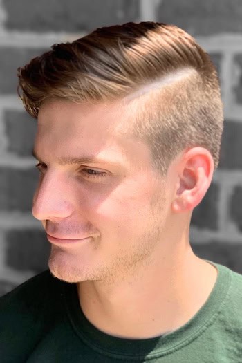 Side Parted Crew Cut with Taper Men's Haircut