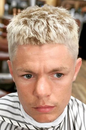 Bleached Textured Cut with High Fade Men's Haircut