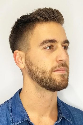 Short Brush Up with Fade and Beard Men's Haircut