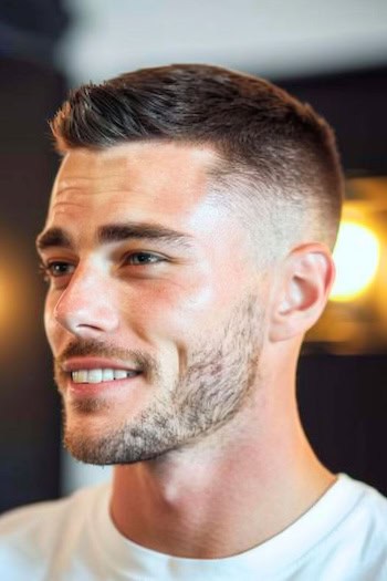 Brushed Up Crew Cut with Fade Haircut For Men.
