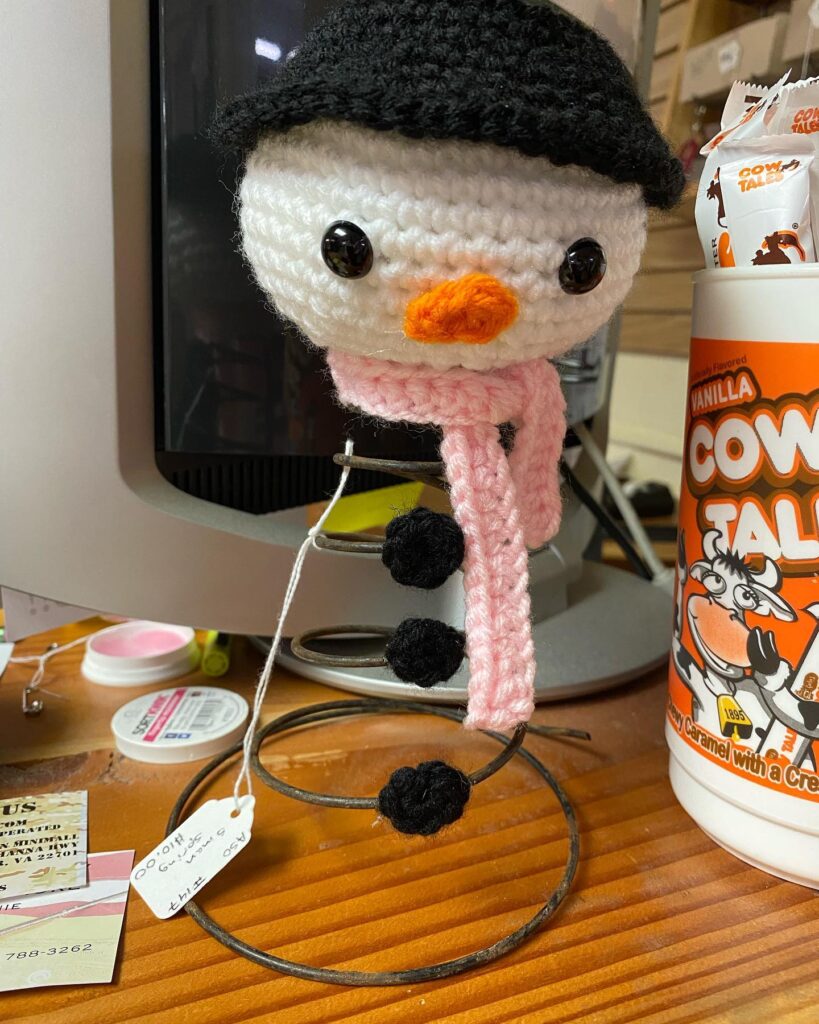 Bedspring/Crochet Snowman