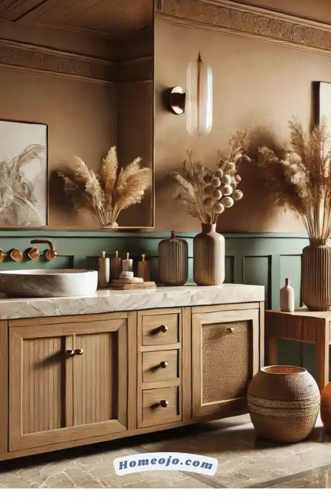 Earthy and organic color tones for bathroom