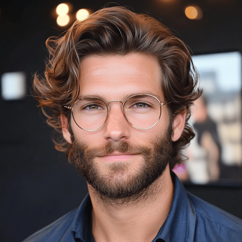 a guy with a trendy and curly hairstyle