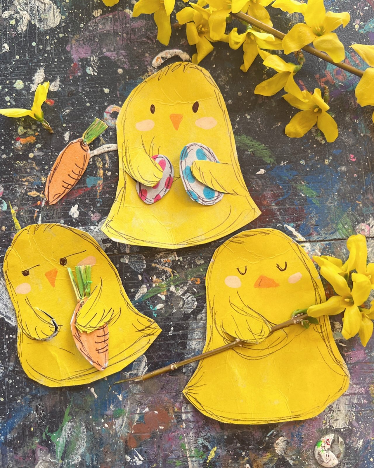 Yellow Chick Craft With Flowers