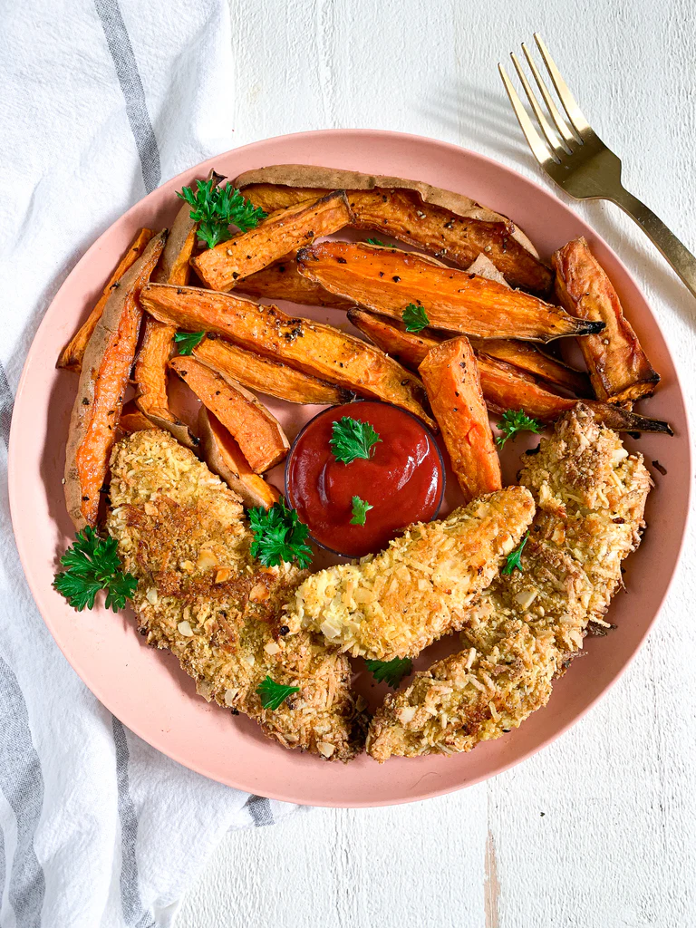 Grilled Chicken Tenders with Sweet Potato Fries