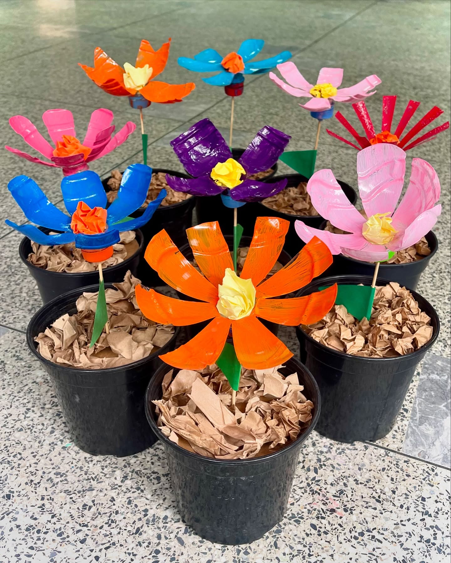 Colorful Flowers With Plastic Bottles