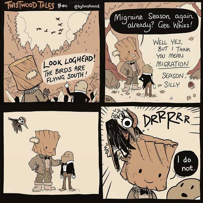 Two friends mishear 'migration season' as 'migraine season' and chaos ensues.